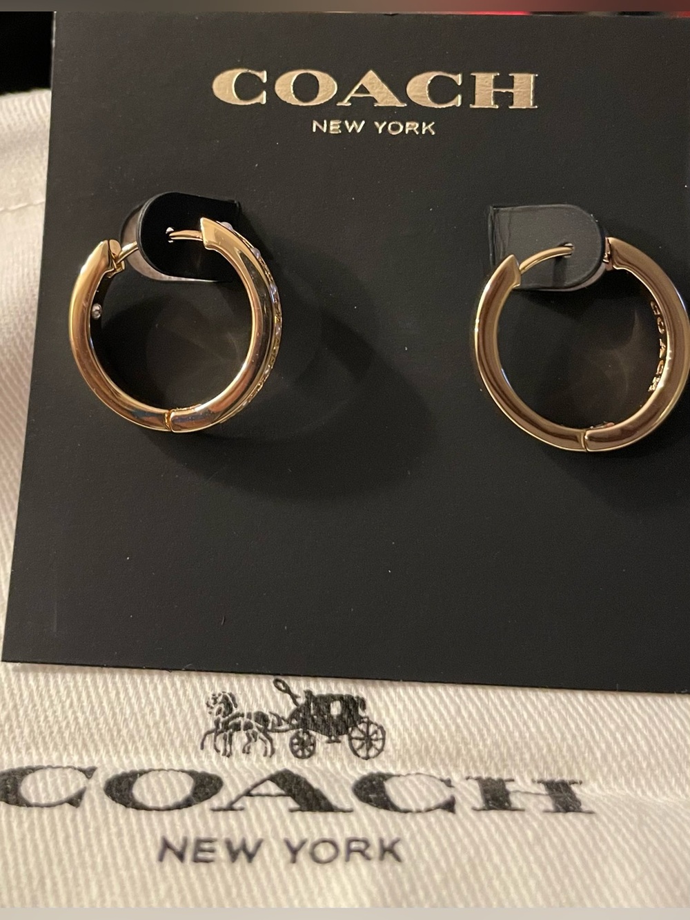 Coach Gold Hoop Earrings - Polished Round Hoops